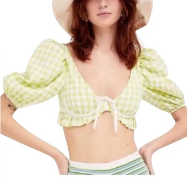 For Love And Lemons Maureen Gingham Crop Top - Image 8