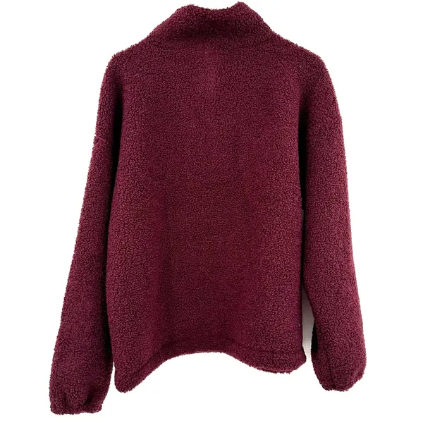 Loft Size Large Sweater Red Fleece Pullover 1/4 Snap Long‎ Sleeve Outerwear NWT - Image 2