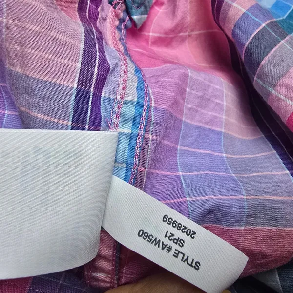 J. Crew Pink Blue Madras Plaid Cotton Shirt Dress Long Sleeve‎ AW560 Womens 2 - Image 9