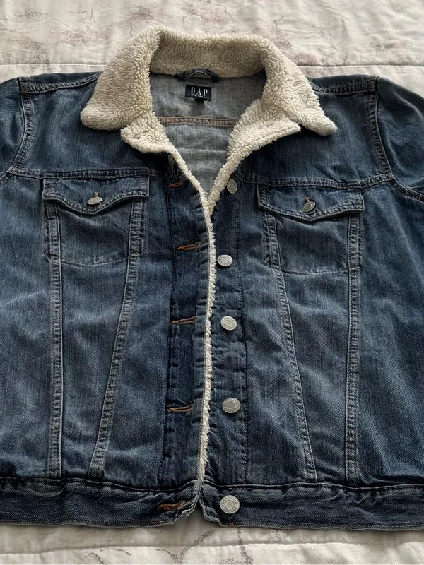 GAP Icon Light Blue Sherpa-Trim Denim Jacket, size 2XL plus outdoor casual - Image 5