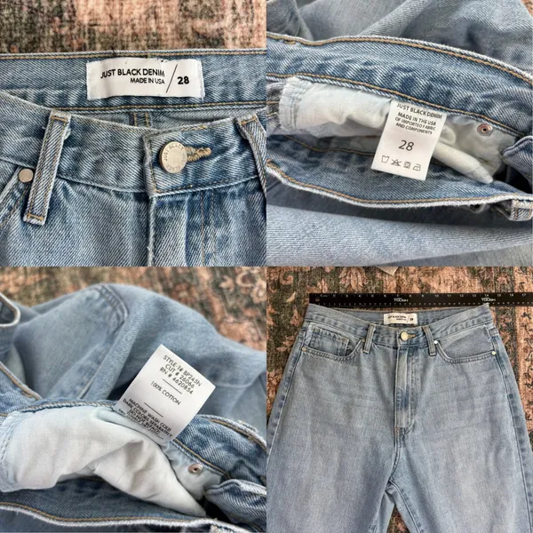 Just Black‎ Denim Straight Leg Jeans Size 28 Distressed Light Wash Made In USA - Image 5