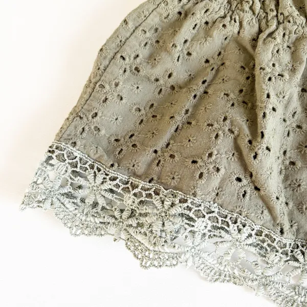 Edikted Womens Olive Green Orian Eyelet Cotton‎ Babydoll Camisole Top Size M - Image 4