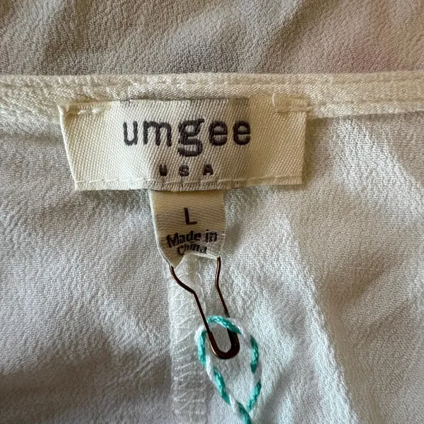 Umgee USA White Embroidered Boho Dress L Floral Festival Peasant Summer Swing - Image 3