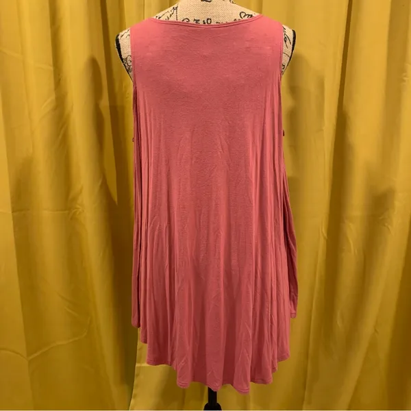 Stretch Cold Shoulder Tunic Top Pink Size XL - Image 2