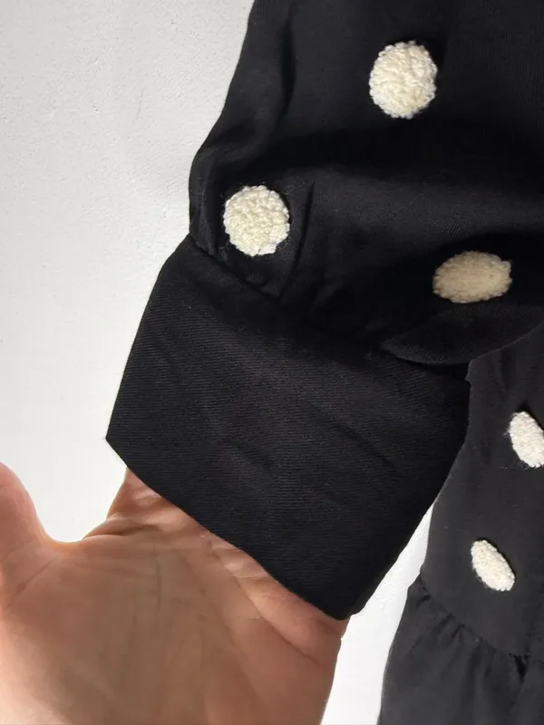 Zara Black and White‎ Polka Dot Dress Sz Medium - Image 6