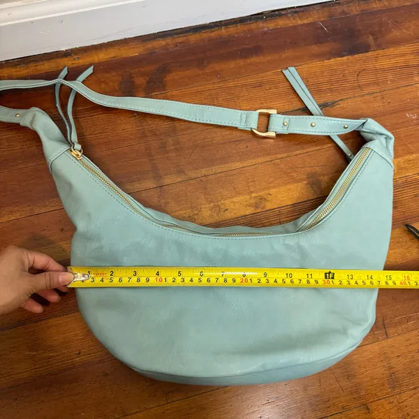 Jessica Simpson Light Blue Leather Hobo Bag with Gold Hardware - Image 4