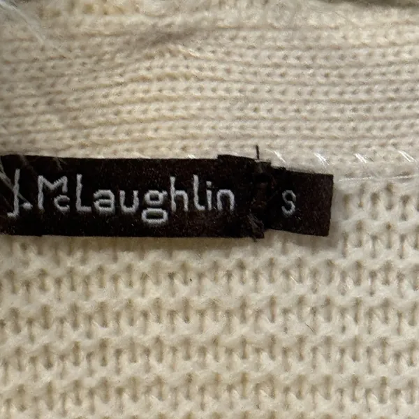 J. McLaughlin Womens Cream Wool Cashmere Faux Fur Trim Cardigan Sweater Small - Image 6