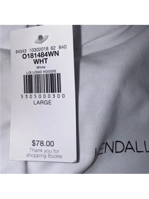 Kendall & Kylie White black Cropped Hoodie hooded sweatshirt sweater - Image 2