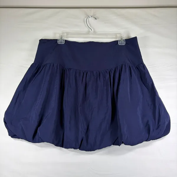 Navy Blue Bubble Hem Two Piece Set Cami Silky Top L and Mini Skirt 12 Party Chic - Image 15