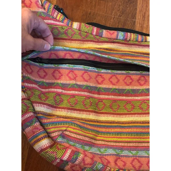Antik Kraft Bohemian-Style Hobo Shoulder Bag Woven Colorful Pattern Black Strap - Image 3