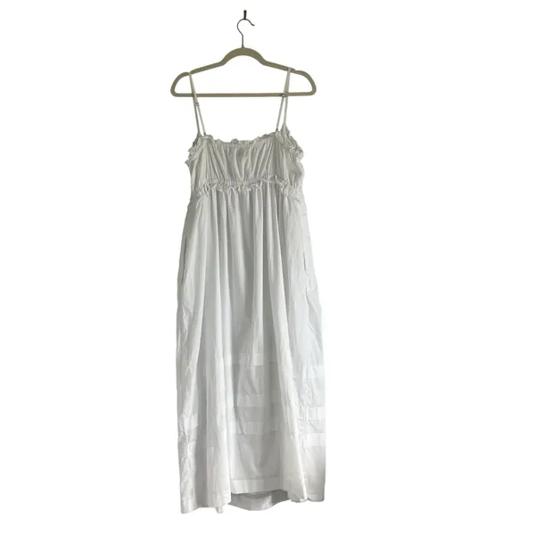 J. Crew Square Neck Ruffle Maxi Dress White Sz 14 FINAL PRICE - Image 5