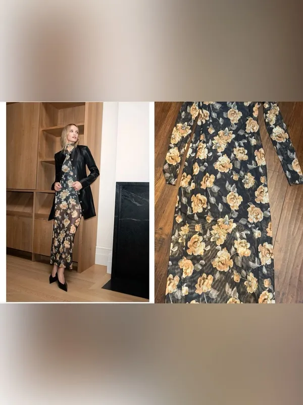 NWT Favorite Daughter Sheer Fantasy Maxi Dress Golden Flowerbed Small - Image 2
