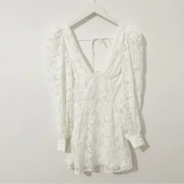 NWT NEW For Love & Lemons Maureen Mini Dress White Lace Size XS - Image 2