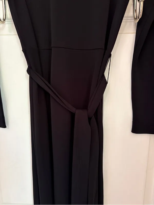 NWT!! Ann Taylor Long Sleeve Mock Neck MIDI Dress in Black with Waist Tie - Image 7
