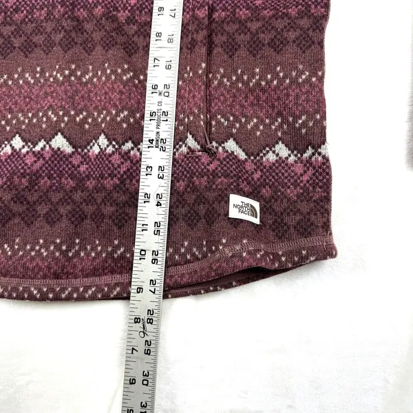 The North Face 1/4 Zip Women’s L Nordic Pattern Red/Brown Pullover Sweater-knit - Image 9