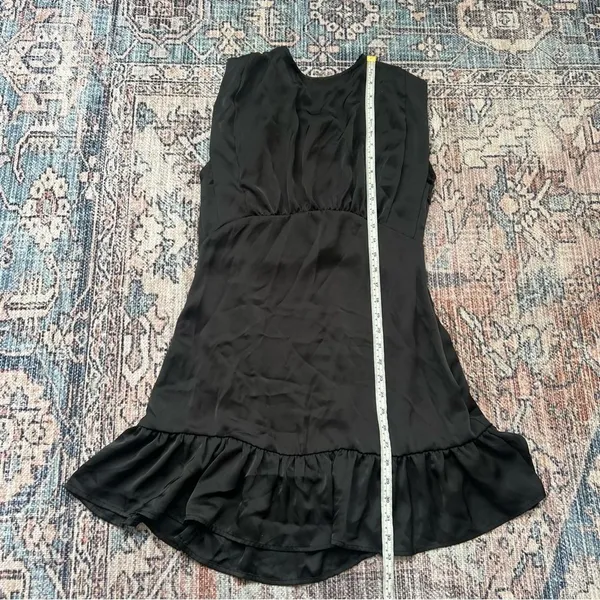 Deluc NWT Harlow Black Satin Mini Dress Size Medium Sleeveless Ruffle Dress - Image 11