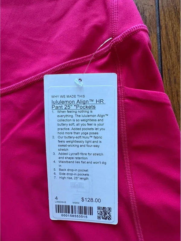 Lululemon Align With Pockets High Rise 25” Mulberry Spark Size 4 NWT - Image 4