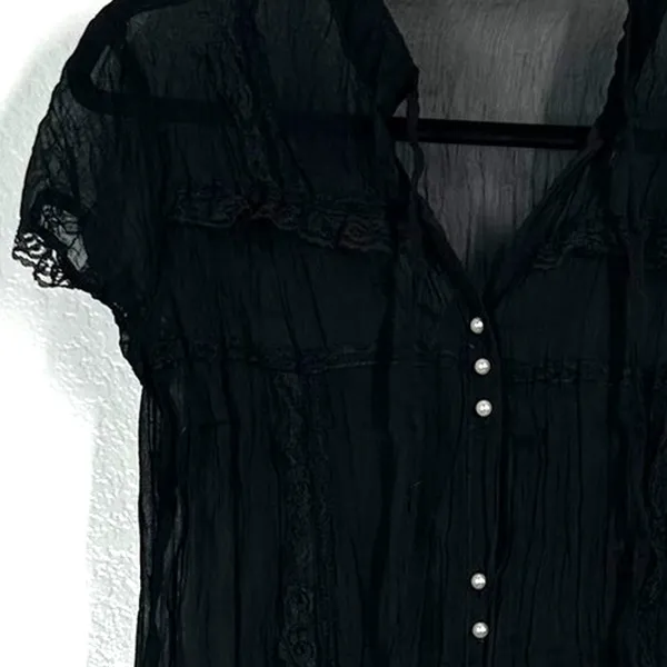S Dress Babydoll Lace Sheer Minidress, 90s Grunge Slip Whimsy Goth Dark Regency - Image 8