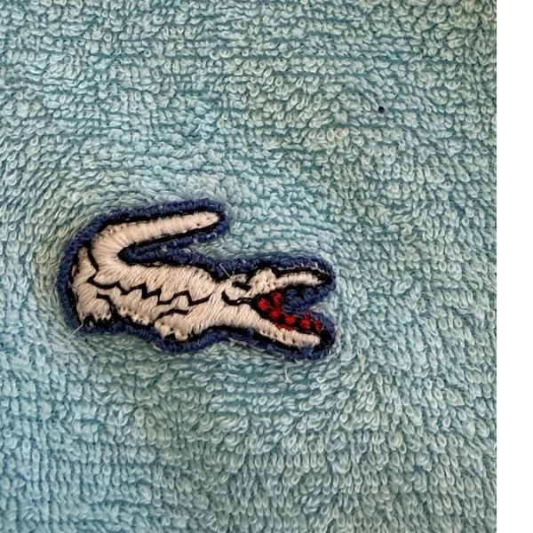 Vintage Lacoste Women's Terry Cloth Polo Shirt Blue Small Y2K Textured - Image 3