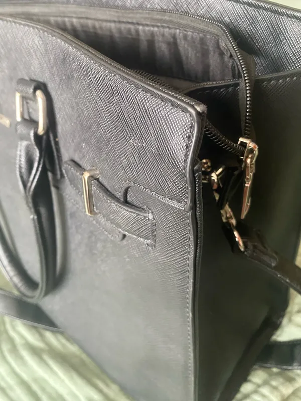 Amazon Women’s Business Laptop Bag Black Faux Waterproof Leather Briefcase Tote - Image 2