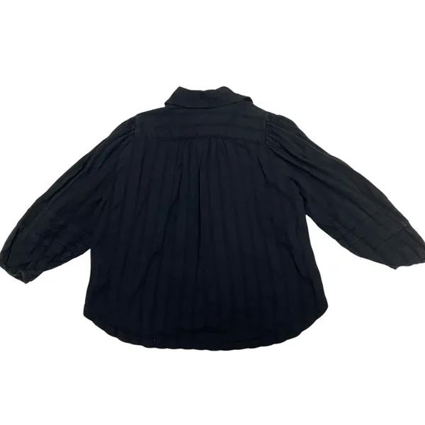FREE PEOPLE Happy Days Puff Sleeve Cropped Blouse In Black Size Small - Image 4