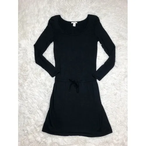 Daily Ritual Black‎ Long Sleeve Knit Drawstring Sheath Dress Size XS - Image 3