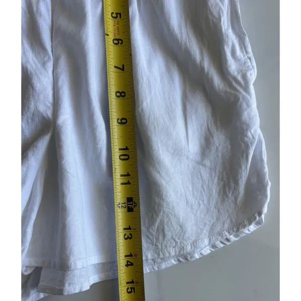 Aerie White Linen Blend Smocked Waist Ruffle Shorts women size S/P - Image 7
