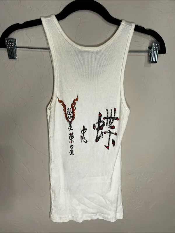 Bejeweled by‎ Susan Fiedel Vintage Y2K Off White Embellished Ribbed Tank Top - Image 7