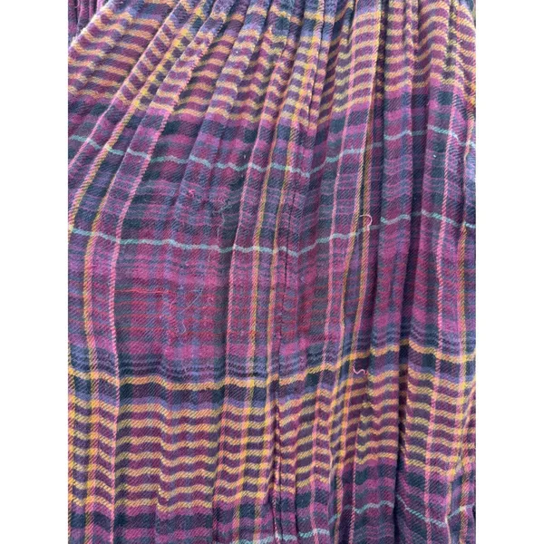 Free People Come On Over Tunic XS Purple Orange Plaid Raw Hem Gauze Boho‎ Top - Image 11