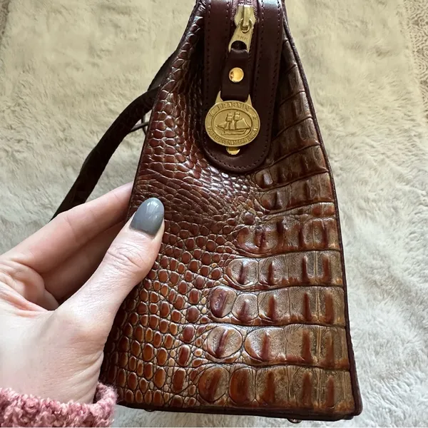 Brahmin Brown Leather And Croc Embossed Shoulder Bag - Image 4