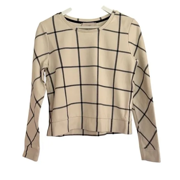 Loft windowpane crewneck crop sweater M - Image 2