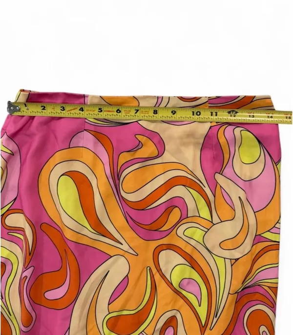 Meshki Frankie Two Tone Skirt Pink & Yellow Swirl Psychedelic Print Medium - Image 9