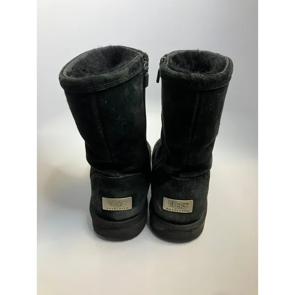UGG Australia Mid Calf Boots Womens 10 Black Good Suede Shearling Zip 1889 - Image 4