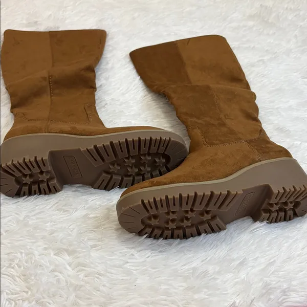 Ortholite Eco Brown Knee-High Suede Boots - Image 2