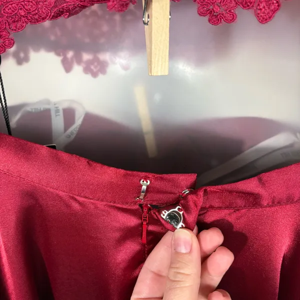 Sherri Hill 52730 Satin Skirt 2 Piece Maroon Red One Shoulder Prom Pageant Gown - Image 6