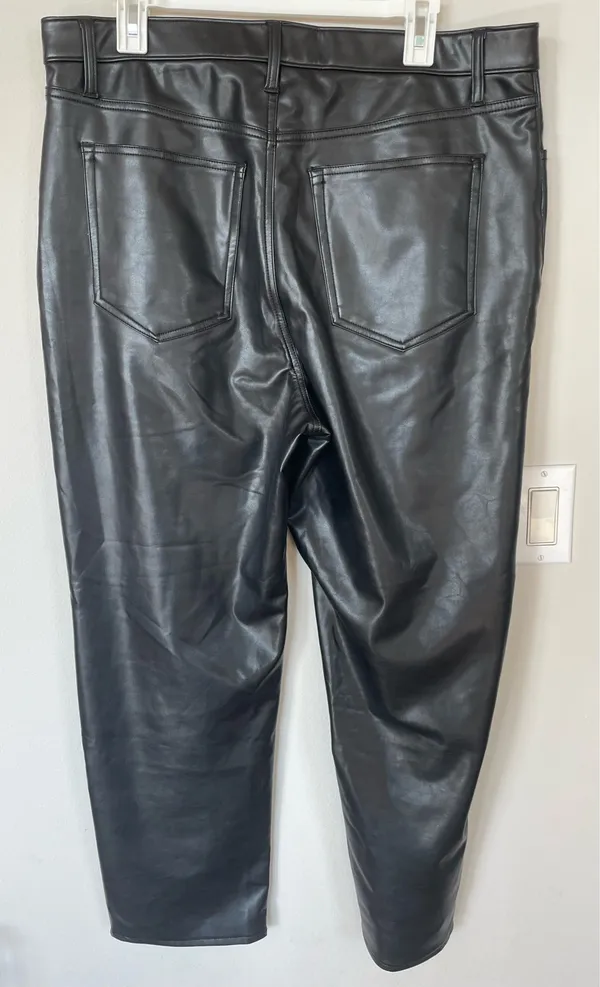 Abercrombie Fitch Women Pant 33 FauxLeather Ankle Straight Ultra HiRise Black - Image 2