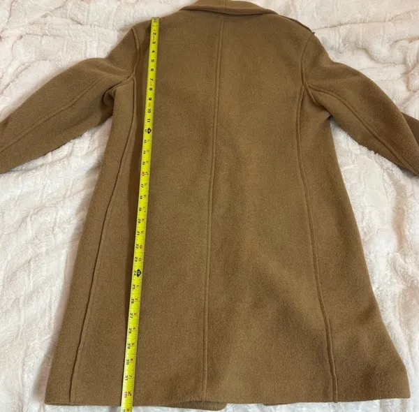 J. Crew Factory Beige Tan Button Up Winter Wool Coat Size 6 Small Peacoat - Image 12