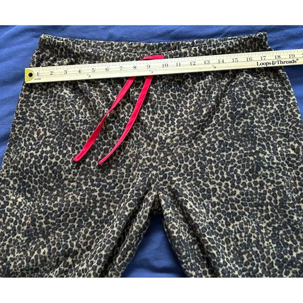Anne Klein Womens Leopard Print Fleece Pajama Set Large Brown Red Trim L 14-16 - Image 11