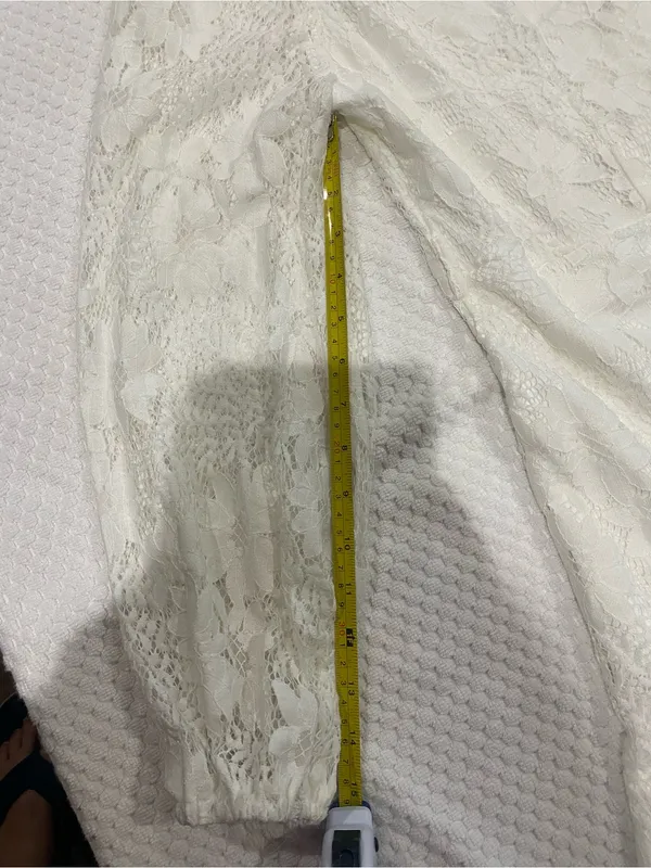Women's White Lace Long Sleeve Wrap Dress - Image 8