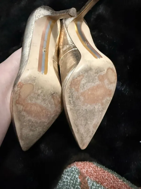Sam Edelman Women's cracked metallic gold high heels 8.5 shoes - Image 4