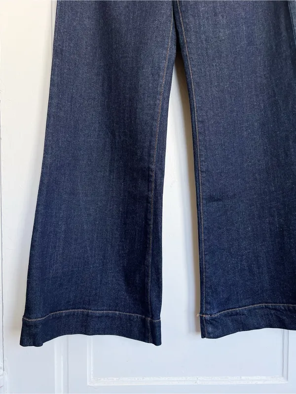 ASKK NY • Juniper Wide Leg Jean flare Olive Resin dark wash stretch trouser - Image 10