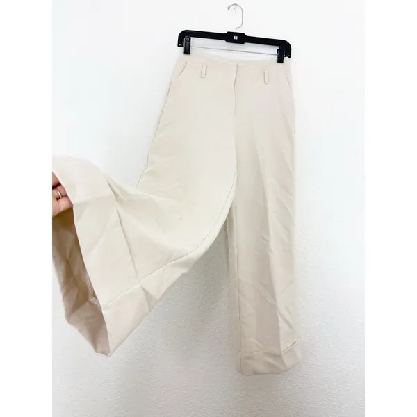 Zara Oyster Cuffed Wide Leg Trousers Size XS Minimalist Chic Relaxed 1478/234 - Image 11