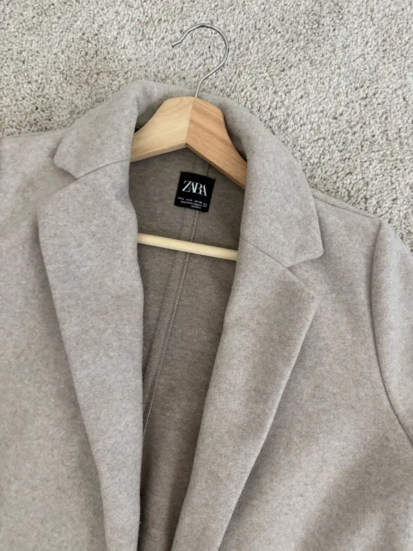 Zara Beige Open-Front Wool-Blend Coat - Image 2