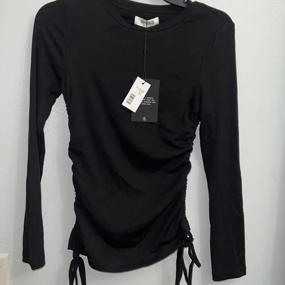 4th & Reckless Women'S Matilda Ruched Side Top In Black Small Nwt - Image 2