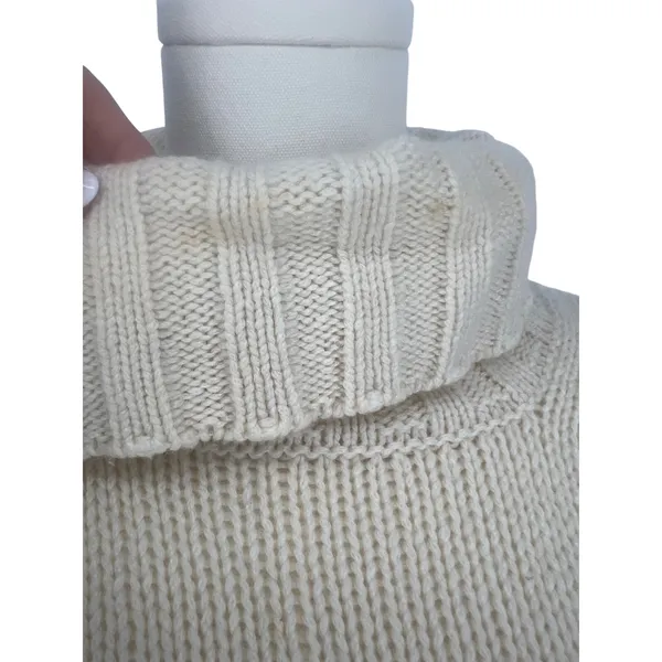 Incentive Cashmere Ivory Chunky Knit Turtleneck Sweater Made Italy Size S - Image 5