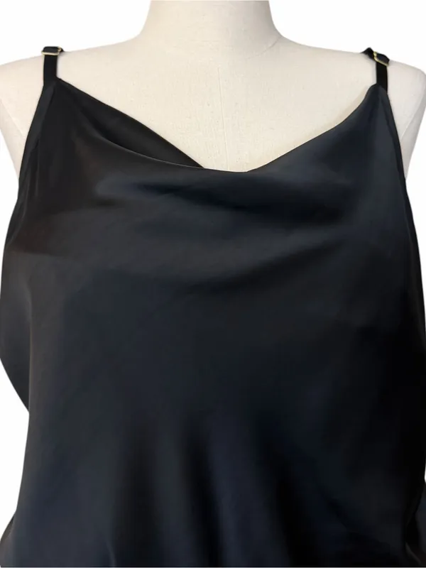 Ava and Viv Midi Dress 1X Satin Cowl Neck Adjustable Strap Black Cocktail Party - Image 11