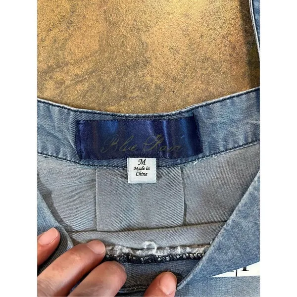 Blue Rain Chambray Cold Shoulder Denim Top Medium - Image 6