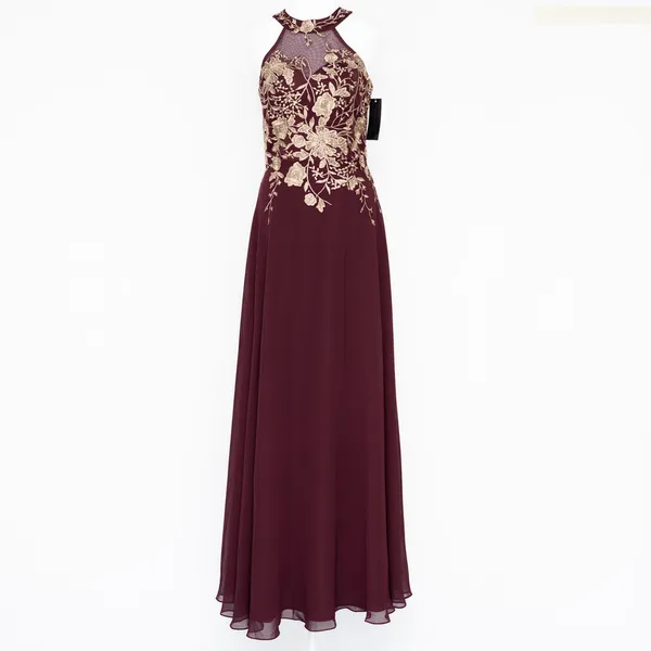 Betsy & Adam‎ - "Celeste" Long Embroidered Chiffon Gown. - Image 2