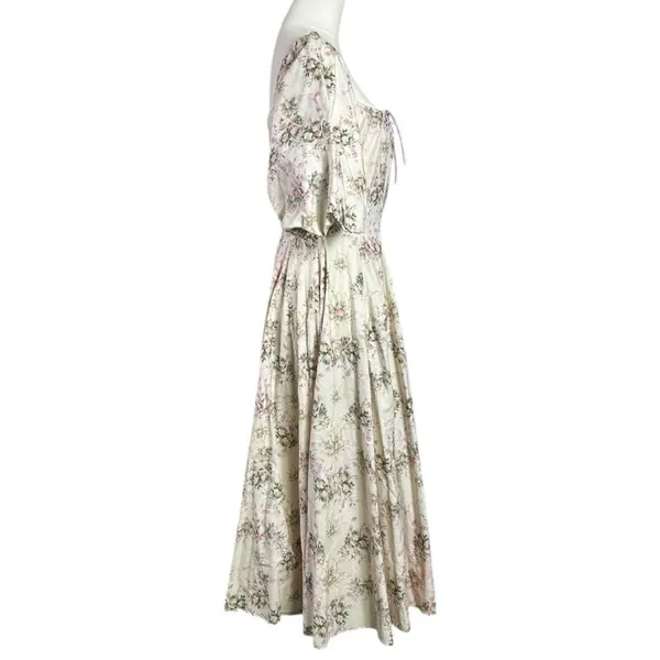 Selkie Coquette Fairytale Princess Floral Puff Sleeve Midi Day Dress Size Medium - Image 6