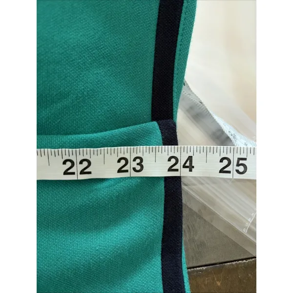 Talbots Aberdeen Knit Blazer Womens Size 10 Green Navy Trim Career Cotton Blend - Image 9